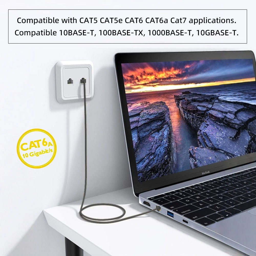 Ultra Slim Cat6 Ethernet Cable Low Profile RJ45 Straight Direction TP Network Patch Cord Cat6a Lan for Computer Server Router