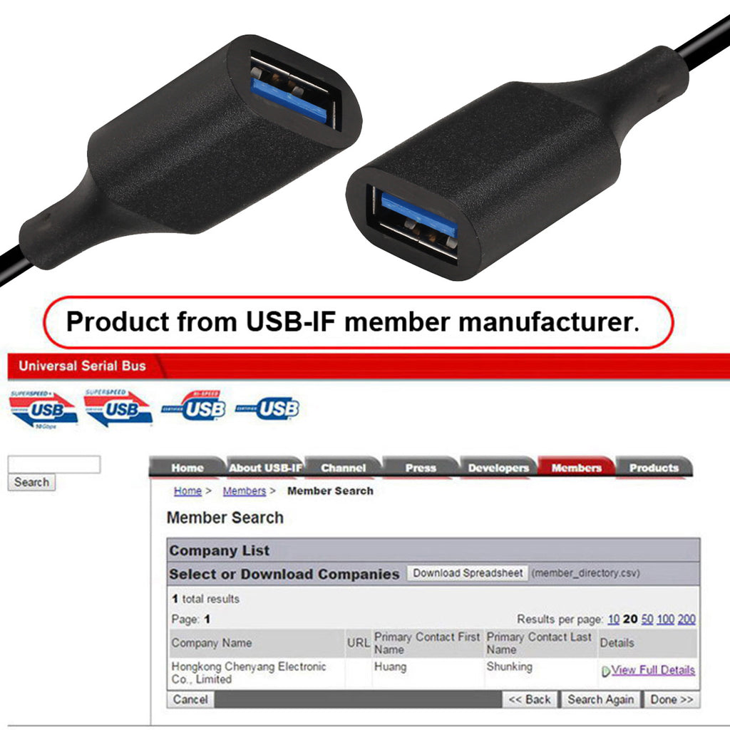 USB 3.0 Type-A Female to Type-A Female Extension Cable Data 10Gbps for Laptop Computer Disk SSD Camera
